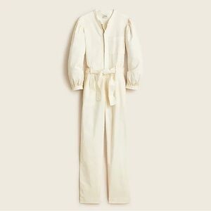 J.Crew Puff Sleeve Chino Jumpsuit in Ivory